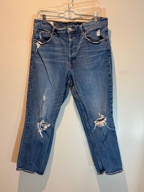 GAP Distressed High-Waist Blue Denim Jeans sz 33 / 16 regular